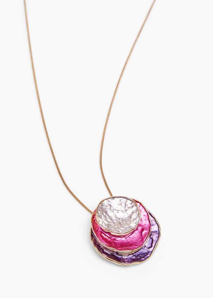 Layered Enamel Necklace, PURPLE, hi-res