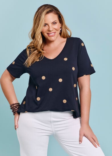 Plus Size Cotton Embroidery Spot T-shirt