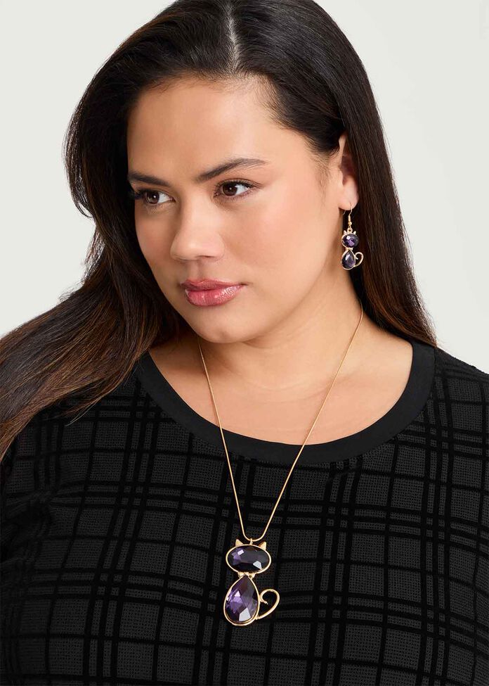 Crystal Cat Necklace, , hi-res