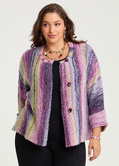 Plus Size Wool Blend Ombre Knit Cardigan