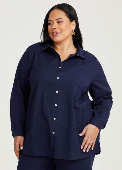 Plus Size Cotton Linen Essential Shirt
