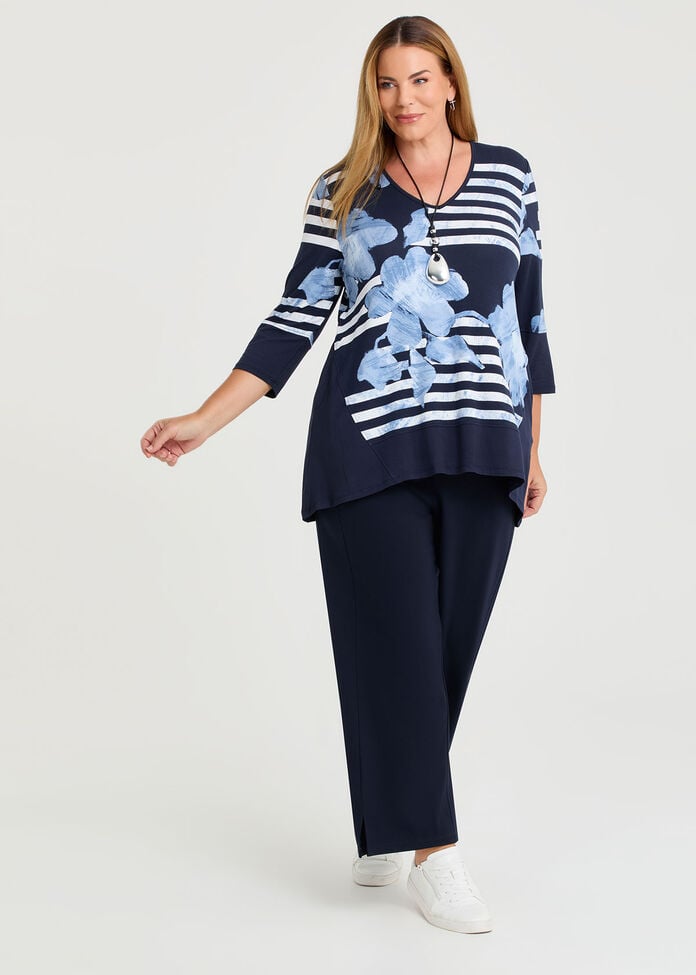 Floral Stripe Bamboo Top, , hi-res