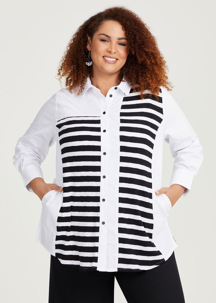 Shop Plus Size Cotton Rib Stripe Shirt, Stripes | Taking Shape AU