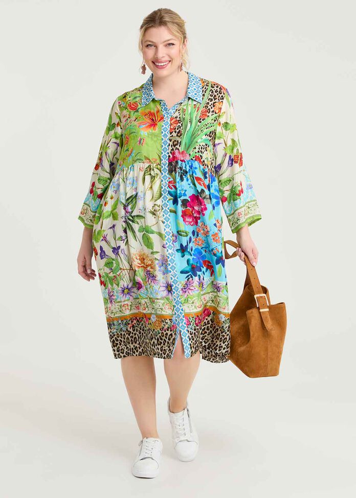 astrid shirt dress Shop Plus Size Natural Astrid Shirt Dress, Multi