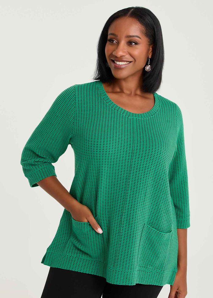 Ticking Rib Pocket Detail Top, , hi-res