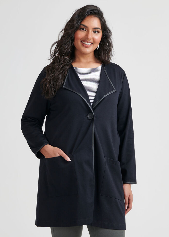 Shop Plus Size Asymetrical Ponti Jacket in Black | Taking Shape AU