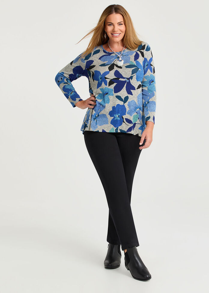 Bamboo Cosy Print Button Top, , hi-res