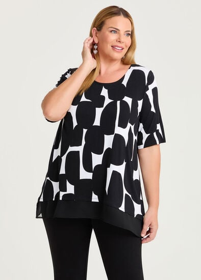 Plus Size Bamboo Spot Chiffon Hem Top