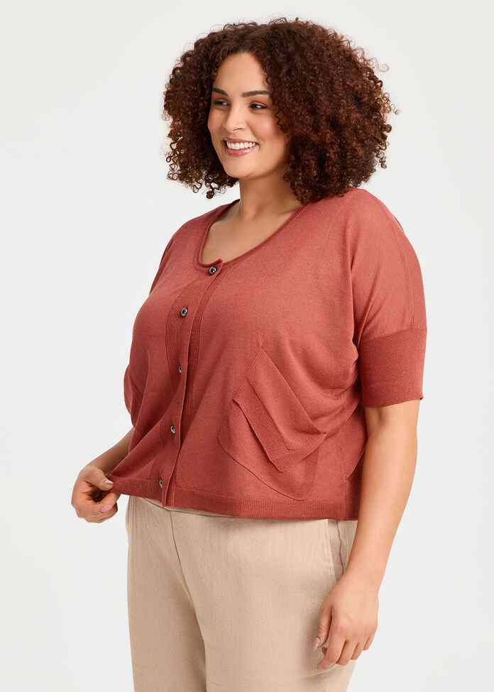 Jodie Pocket Natural Cardigan, GINGER SPICE, hi-res