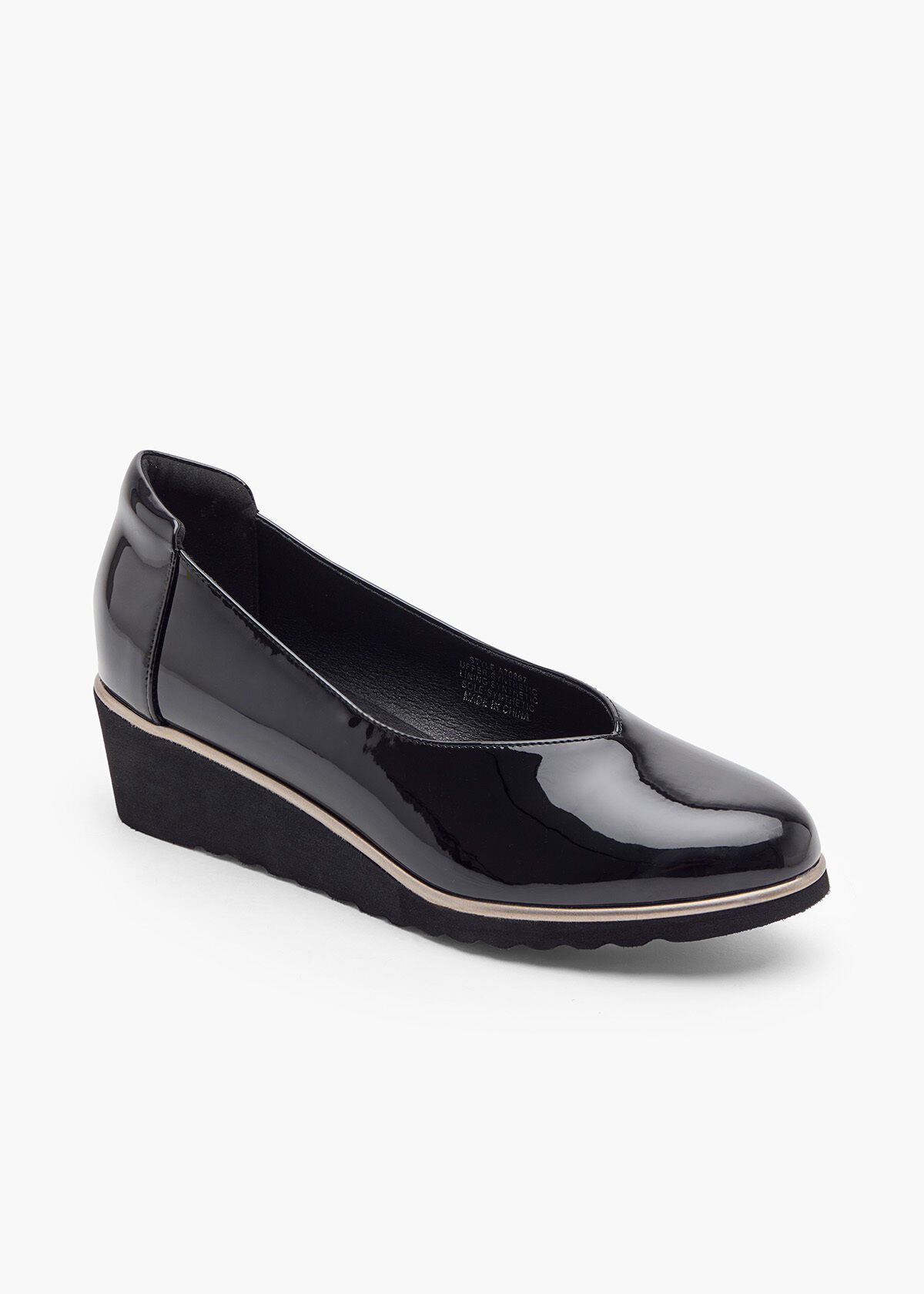 Black patent wedge court shoes 2025