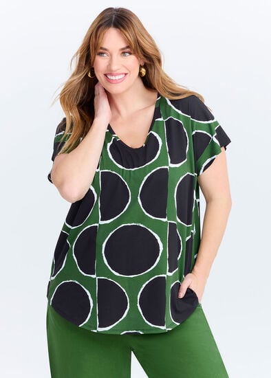 Plus Size Cotton Abstract Spot T-shirt