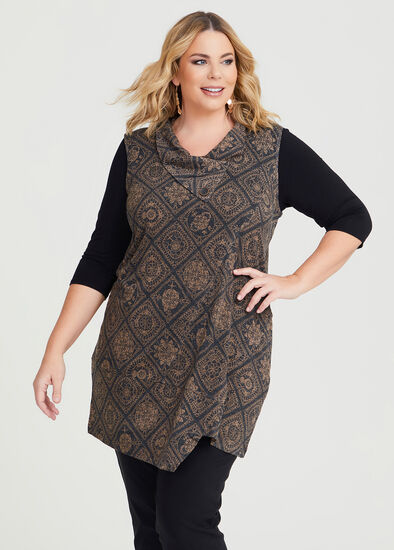 Shop Plus Size Natural Abstract Print Tunic in Multi