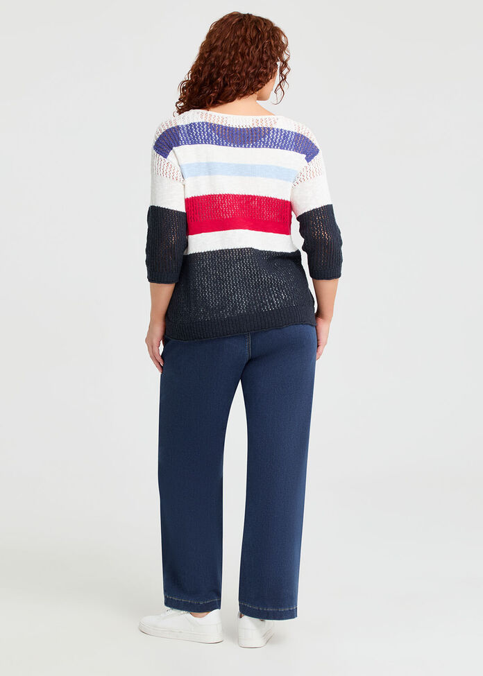 Cotton Stitch Stripe Jumper, , hi-res