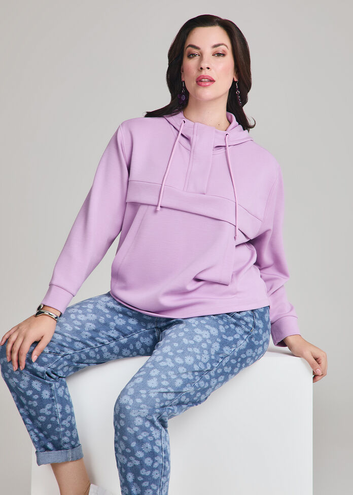 Modal Half Zip Hoodie, , hi-res