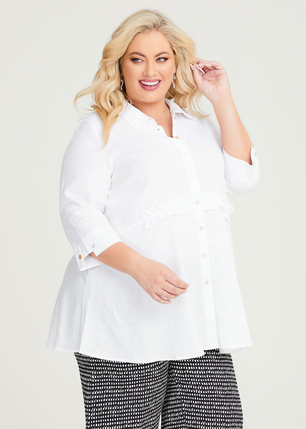 Plus size best sale white peplum shirt