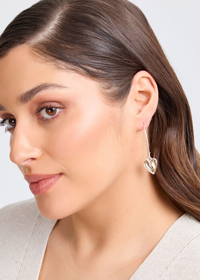 Reversible Heart Short Earrings, , hi-res