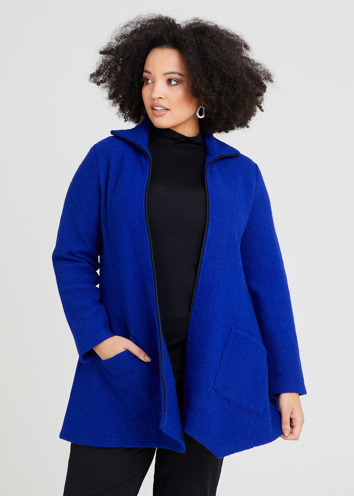 Shop Plus Size Zip Boiled Wool Jacket in Blue | Sizes 12-30 | Taking ...