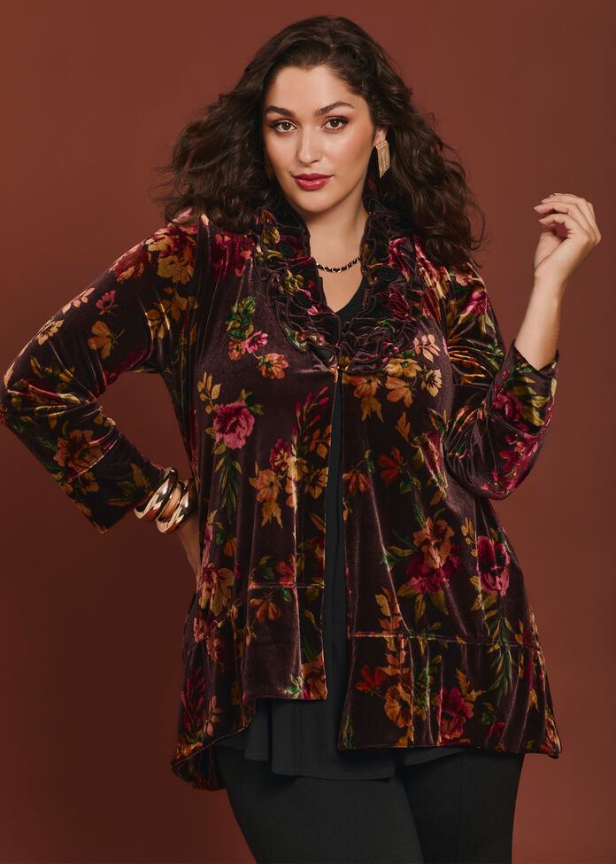 Midnight Rose Velour Cardigan, , hi-res