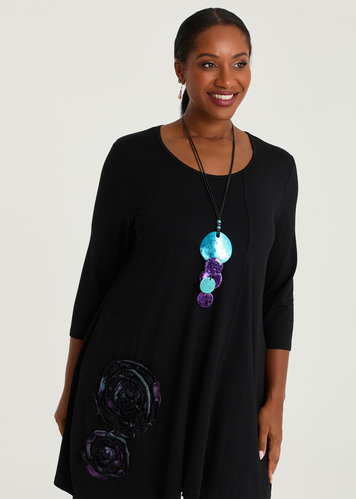 Shop Plus Size Spliced Burnout Tulip Tunic, Black | Taking Shape NZ