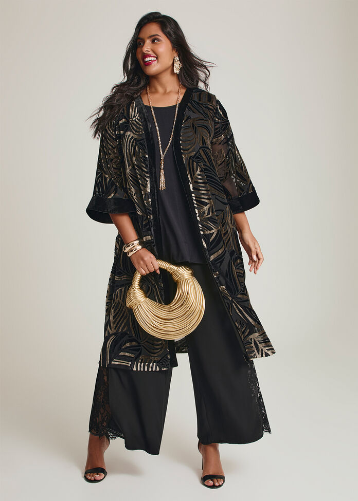Lace Insert Wide Leg Evening Pant, , hi-res