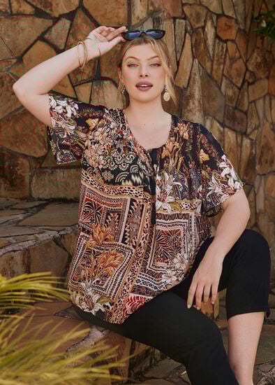 Plus Size Megan Natural Wild Reverie Top