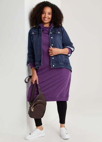 Plus Size Funnel Neck Sweat Dress