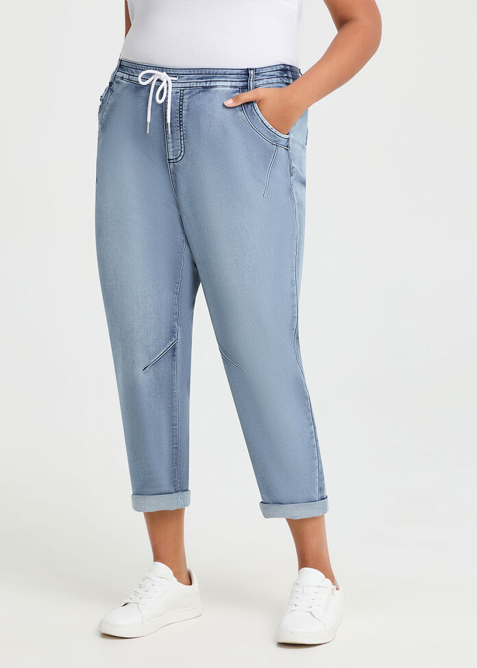 Denim Drawstring Jogger, , hi-res
