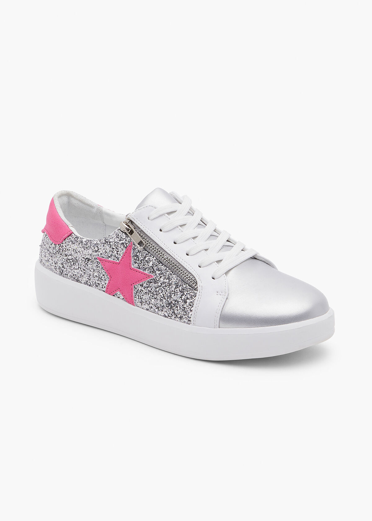 Shop Glitter Star Side Zip Sneaker Comfortable Shoes Taking Shape CZ