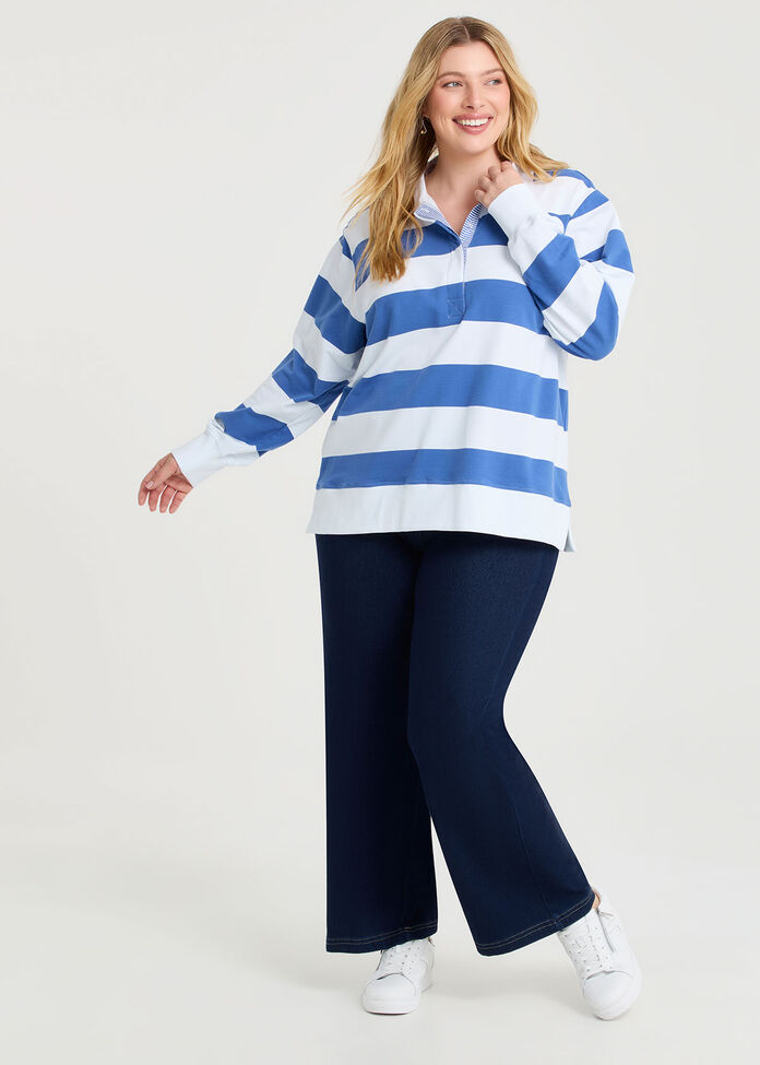 Cotton Polo Neck Sweatshirt, , hi-res