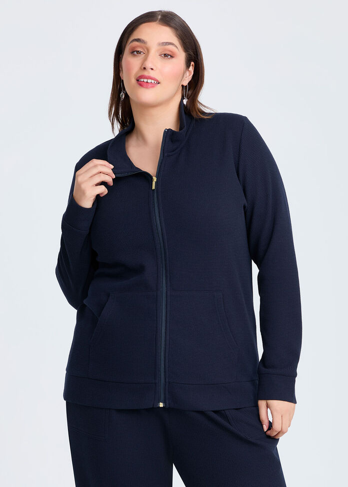 Shop Plus Size Waffle Casual Jacket, Navy Taking Shape AU