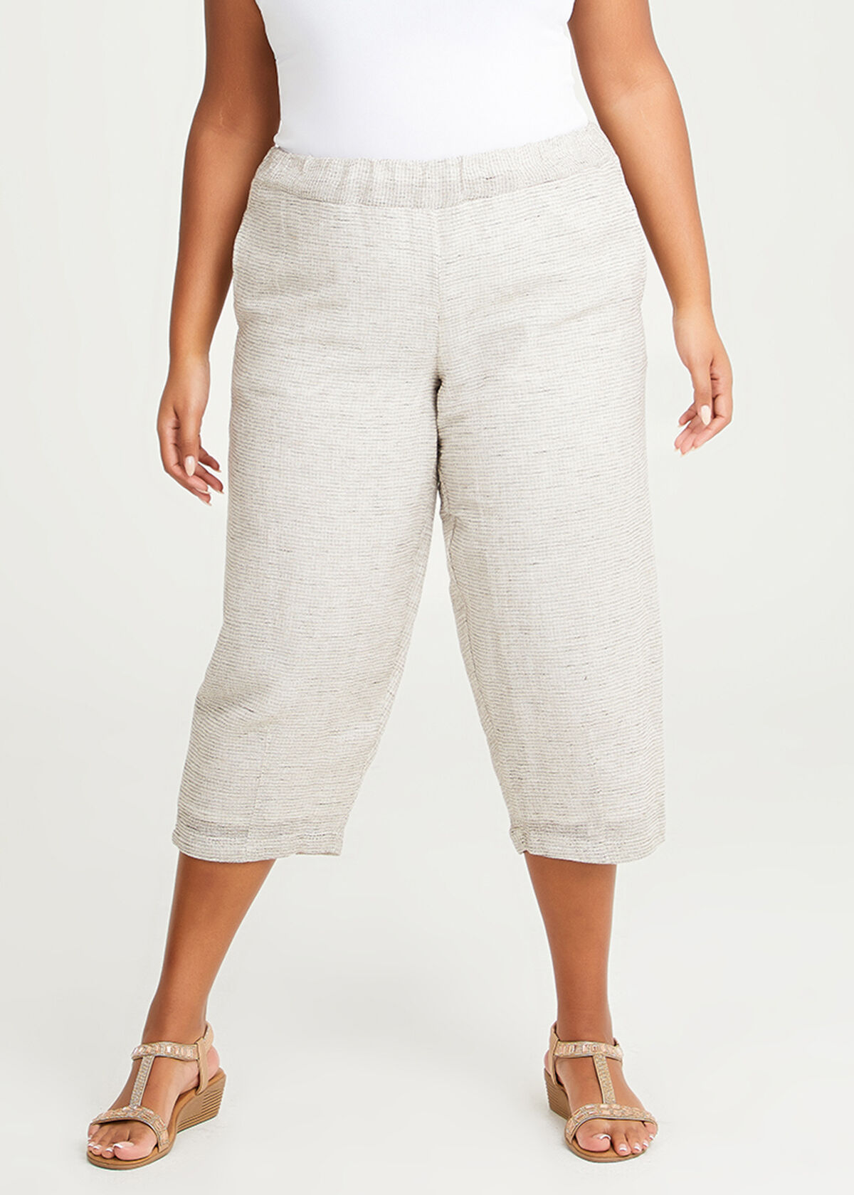 Plus size linen cropped pants new arrivals