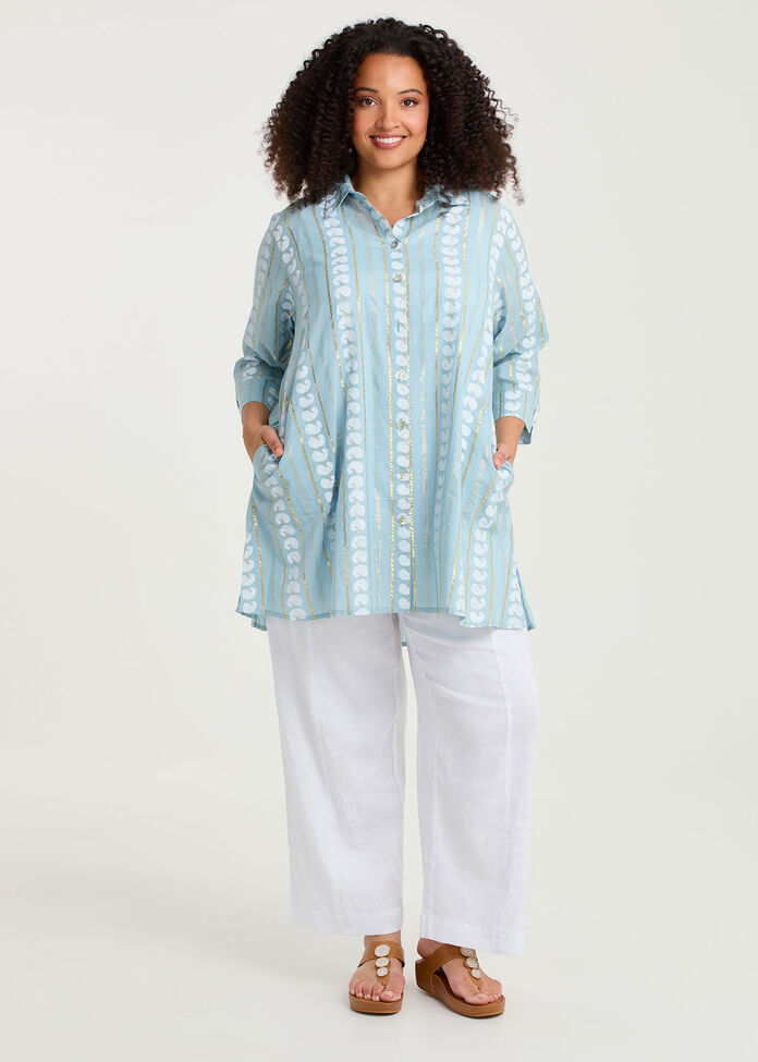 Cotton Voile Lurex Stripe Shirt, , hi-res