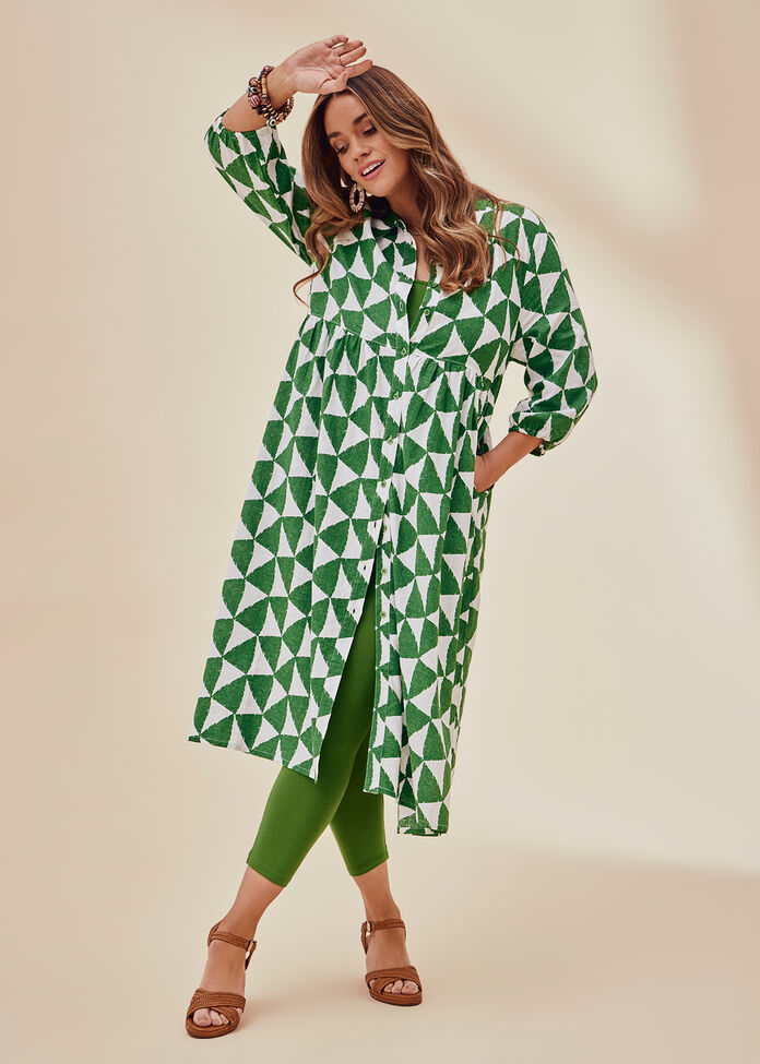 Shop Plus Size Linen Blend Eden Shirt Dress, Multi | Taking Shape NZ