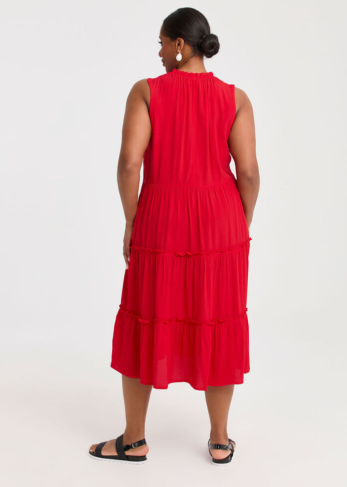 Shop Plus Size Natural Frill Tiered Dress, Red | Taking Shape AU