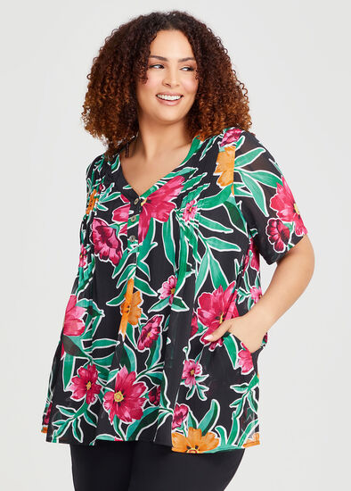 Plus Size Joy Pintuck Floral Top