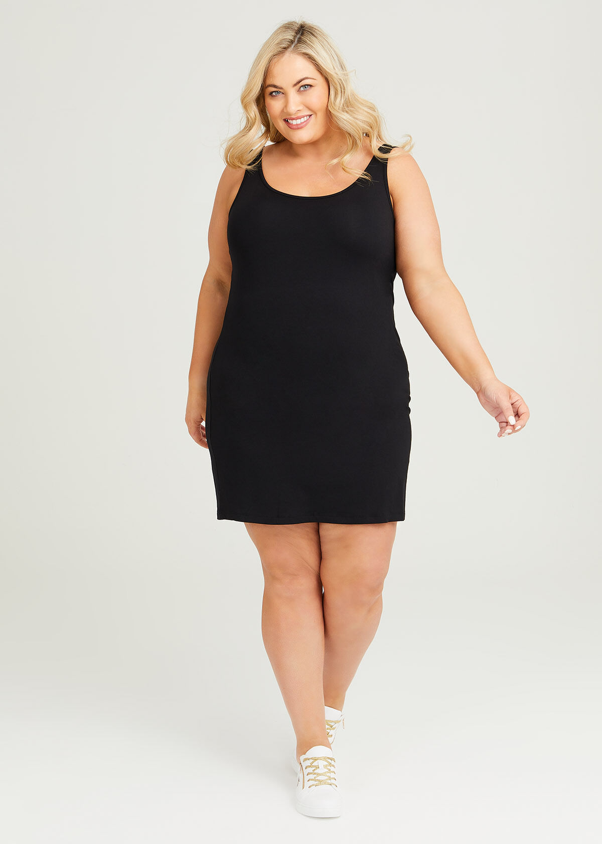 Shop Plus Size Bamboo Two Way Slip Dress in Black Taking Shape AU