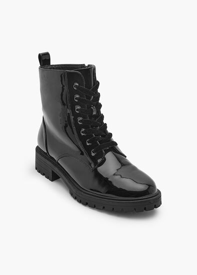 Patent Lace Up Boot