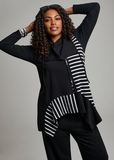 Plus Size Natural Cala Stripe Splice Vest