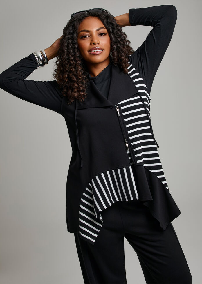 Natural Cala Stripe Splice Vest, , hi-res