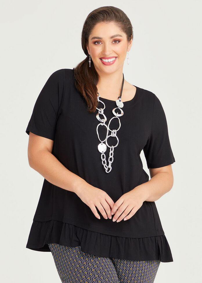 Shop Plus Size Natural Lena Frill Hem Top in Black | Taking Shape AU