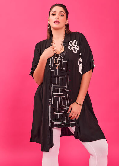 Plus Size Bamboo Flower Shirt
