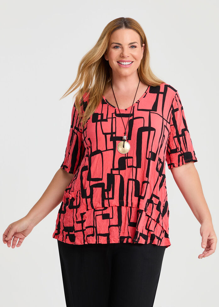 Crushed Print Top, , hi-res