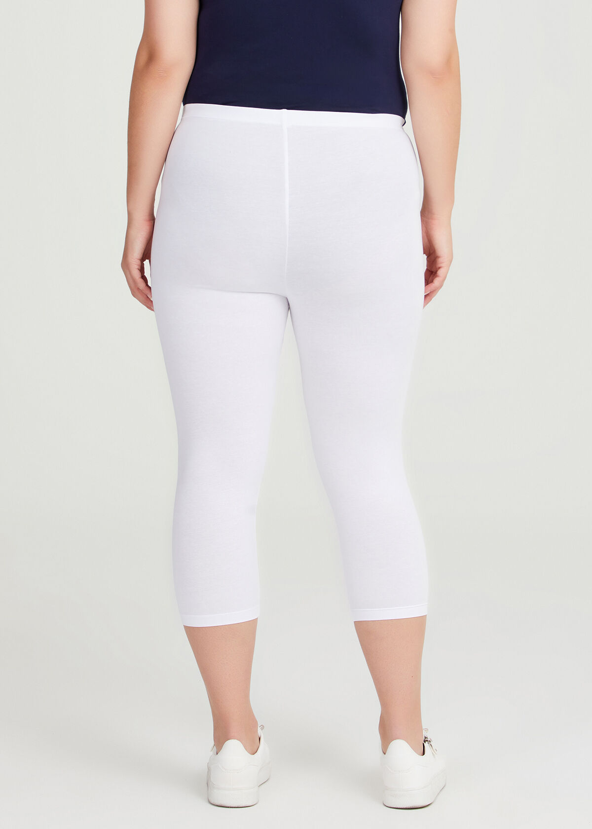 White cotton cropped leggings hot sale