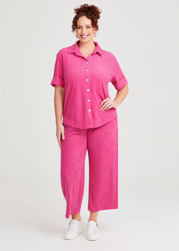 Casual Terry Crop Pant, RASPBERRY ROSE, hi-res