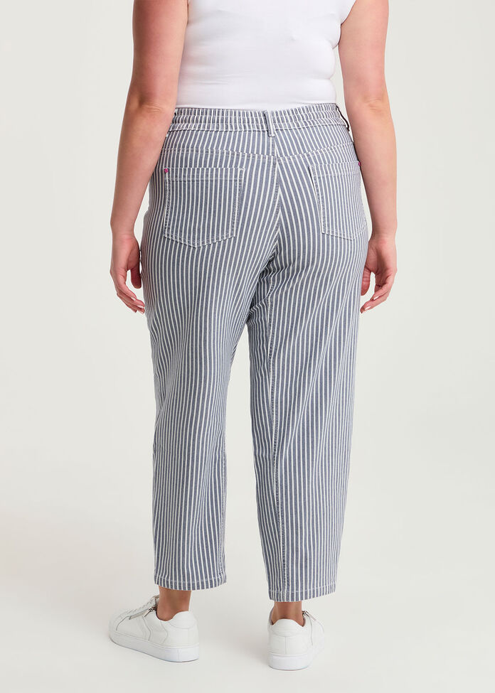 Cotton Stripe Barrel Leg Pant, , hi-res