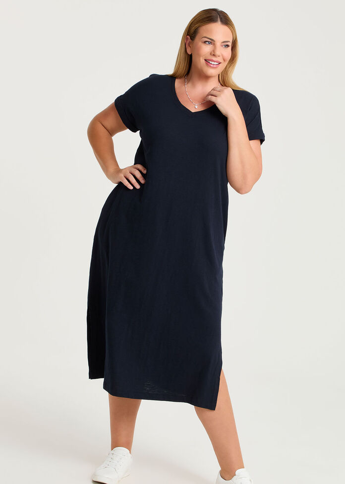 Cotton V-neck Maxi Dress, , hi-res