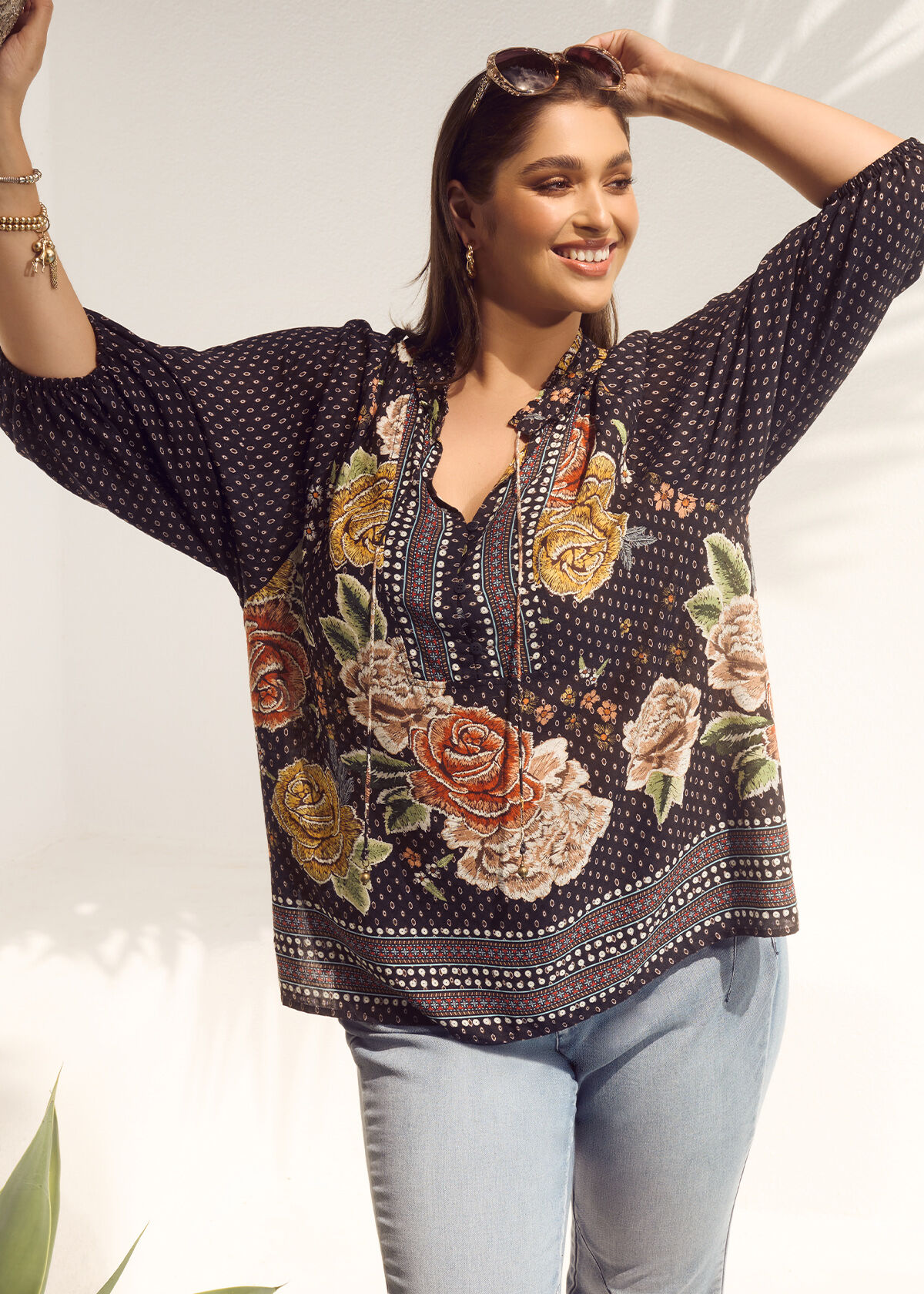Bohemian plus size discount shirts