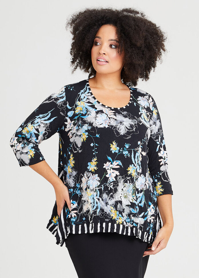 Floral & Stripe Crush Top, , hi-res