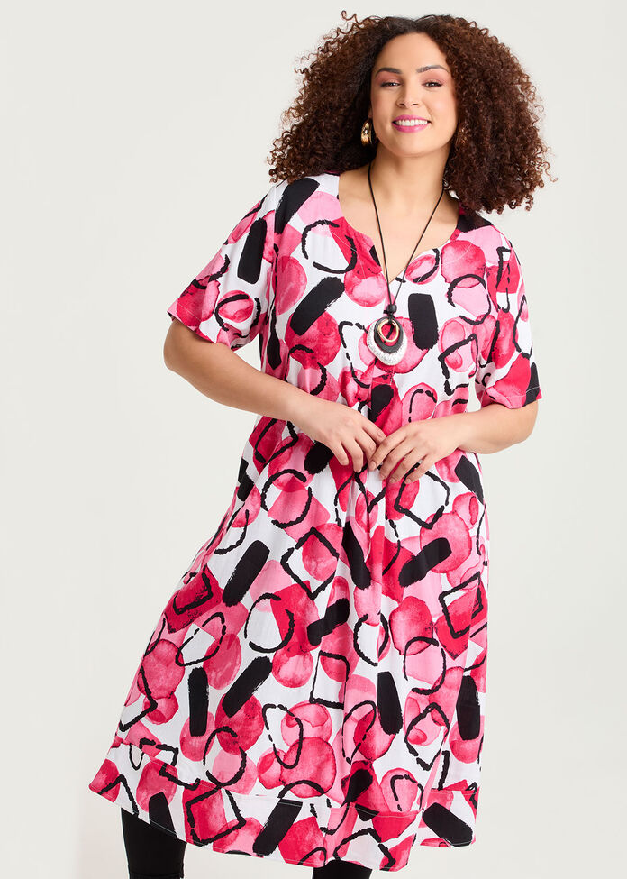 Natural Kira Abstract Midi Dress, , hi-res