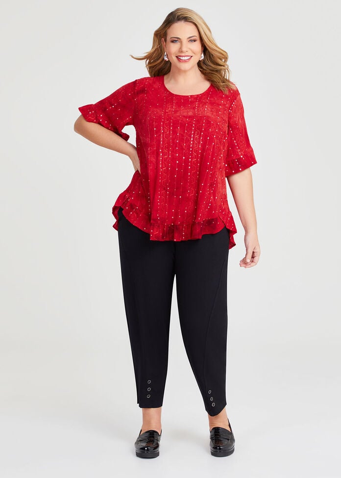 Salsa Sequin Ruffle Hem Top, , hi-res